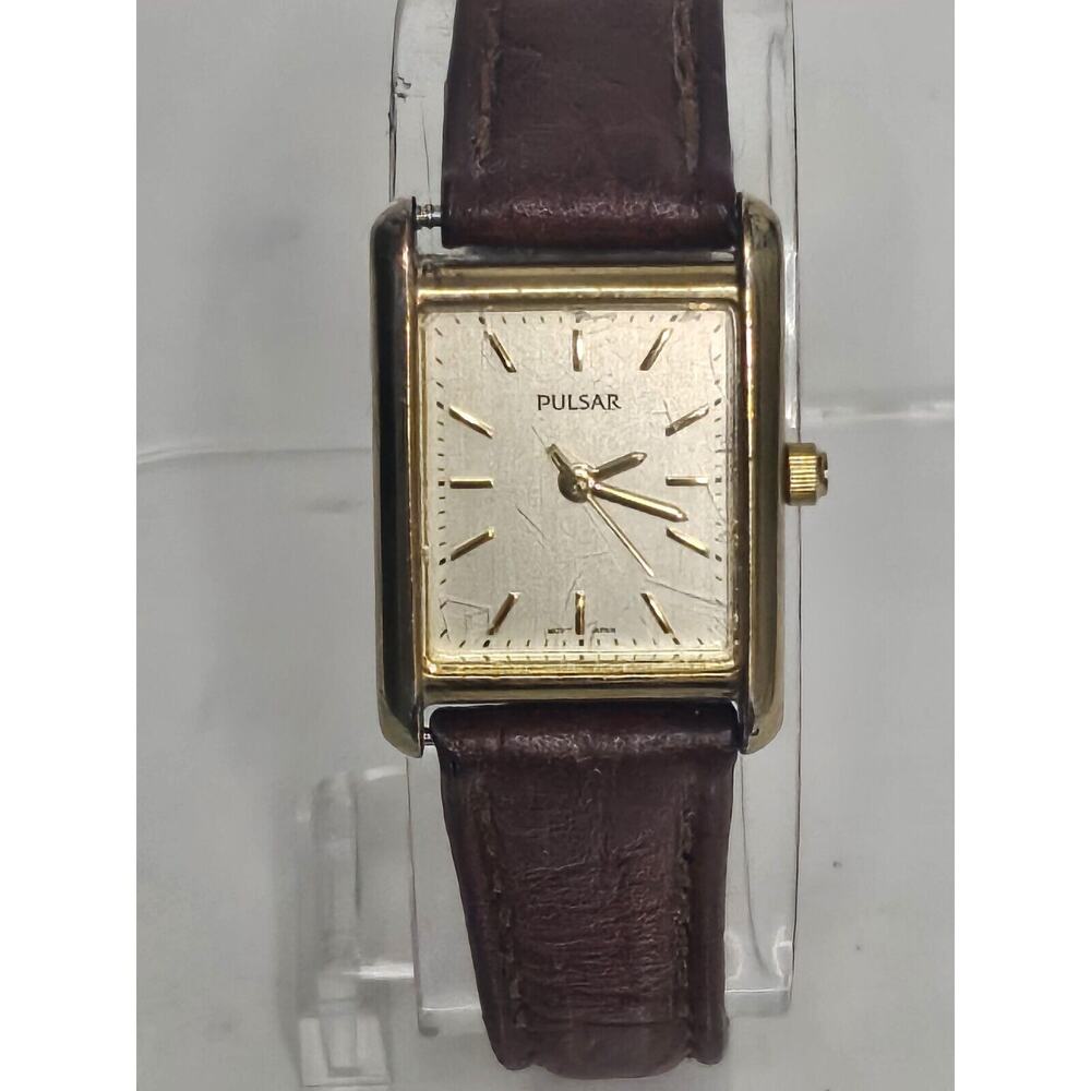 Pulsar Gold and Brown Women's Watch 90s
